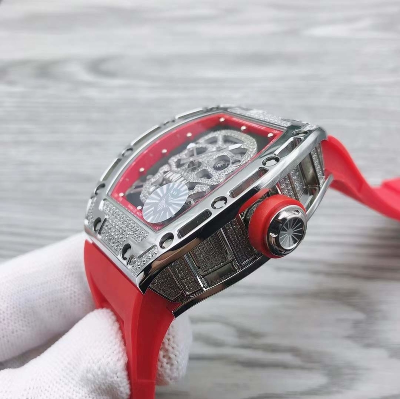 Men'S Fashion Casual Silicone Wrist Watch Sapphire Glass Automatic Mechanical Watch