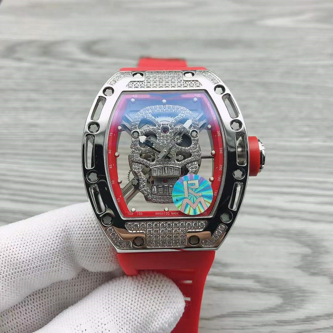 Men'S Fashion Casual Silicone Wrist Watch Sapphire Glass Automatic Mechanical Watch